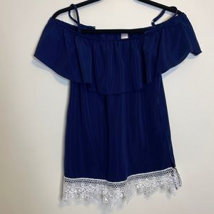 No Boundaries juniors ruffled blue top size S